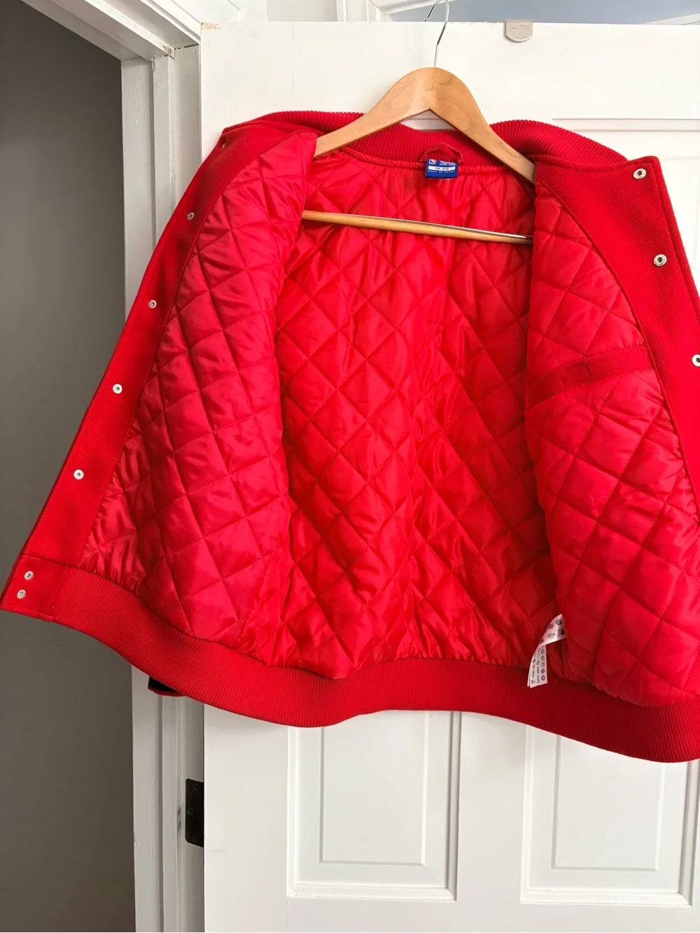 NBA Chicago Bulls Red and Cream Kids Letterman Jacket